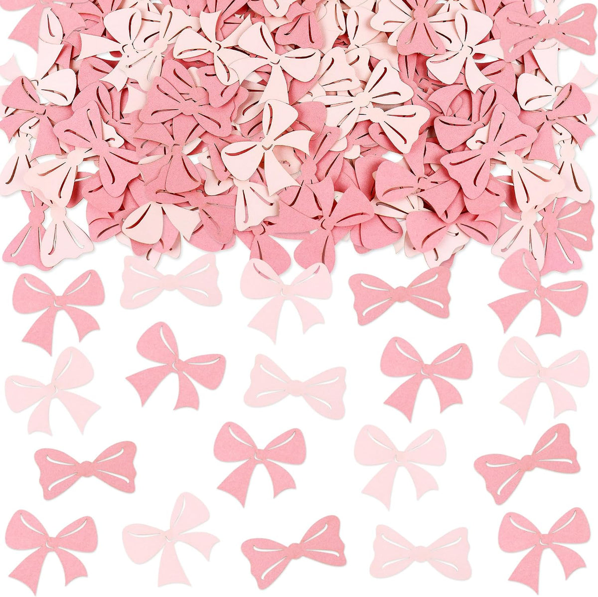 200Pcs Double-sided Pink Bows Confetti Bow Bowknot Table Decorations for Baby Shower Girls Coquette Birthday Party Decoration Bridal Shower Engagement Wedding Bachelorette Party Confetti Supplies