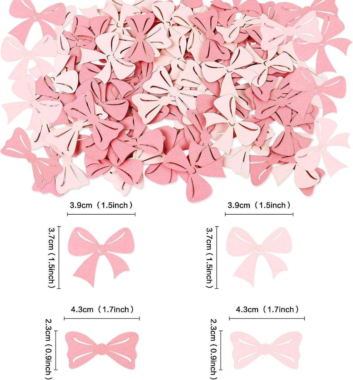 200Pcs Double-sided Pink Bows Confetti Bow Bowknot Table Decorations for Baby Shower Girls Coquette Birthday Party Decoration Bridal Shower Engagement Wedding Bachelorette Party Confetti Supplies