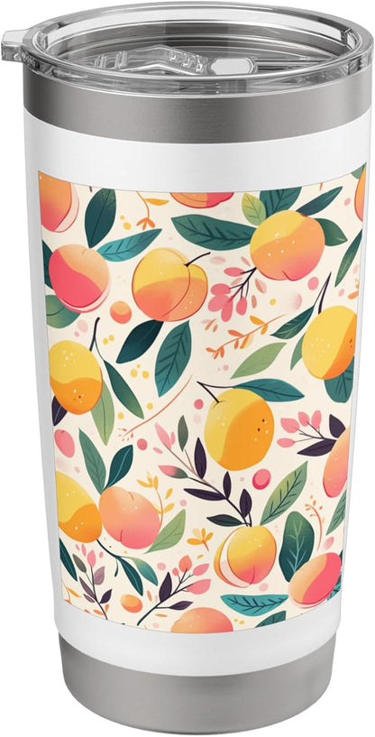 Pattern Art Peach Fruit Stainless Steel Insulated Tumbler