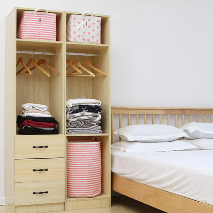 Large Rectangle Open-Top Canvas Storage Basket, Pink Stripes