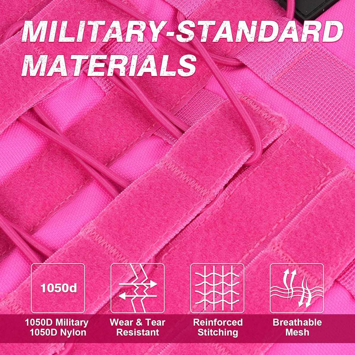 No Pull Tactical Dog Harness for Large Dogs, Service Dog Vest, L, Pink