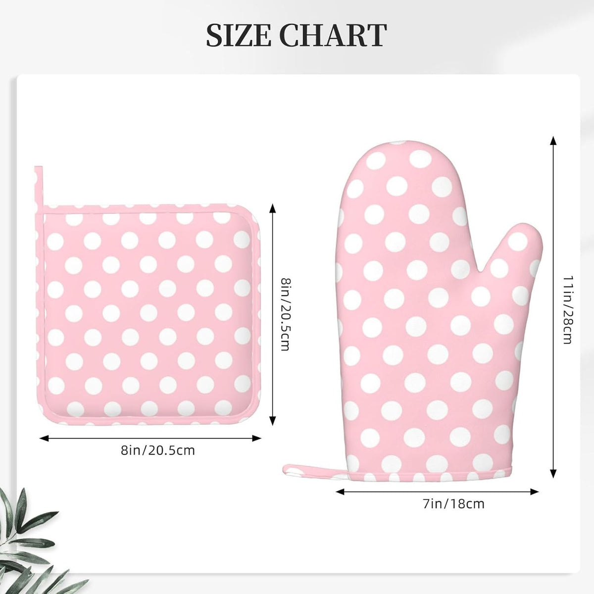 Light Pink Polka Dot Print Oven Mitts and Pot Holders Sets - Heat Resistant Silicone Oven Mitts Pot Holders for Kitchen Cooking Baking, Non-Slip Ovens Gloves Hot Pads Potholders