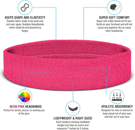 Sweatbands Set, Moisture Wicking 2 Wristbands and 1 Headband, Breathable Terry Cloth Athletic Bands for Basketball, Tennis, Yoga, Gym, Sweat Bands for Costumes and Cosplay