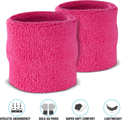 Sweatbands Set, Moisture Wicking 2 Wristbands and 1 Headband, Breathable Terry Cloth Athletic Bands for Basketball, Tennis, Yoga, Gym, Sweat Bands for Costumes and Cosplay