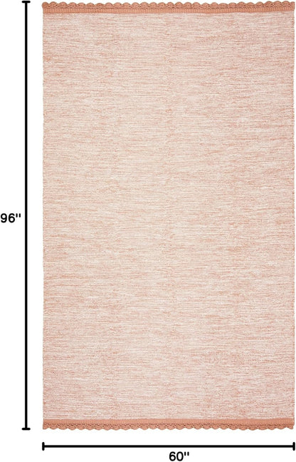 Montauk Collection Area Rug - 5' x 8', Peach, Handmade Cotton, Ideal for High Traffic Areas in Living Room, Bedroom (MTK615O)