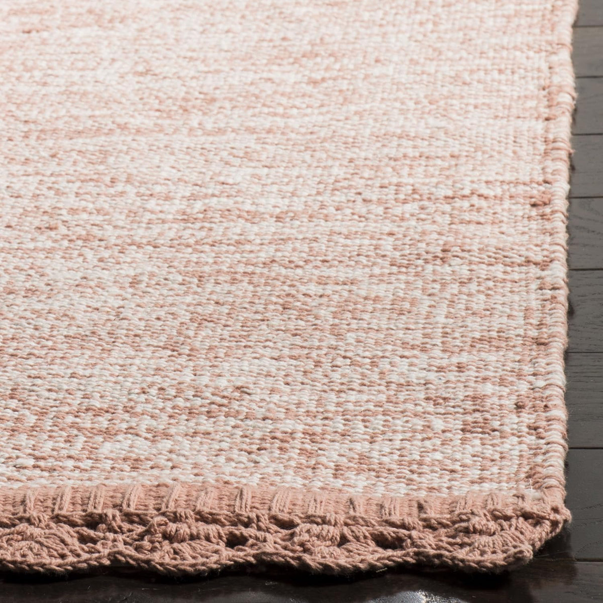 Montauk Collection Area Rug - 5' x 8', Peach, Handmade Cotton, Ideal for High Traffic Areas in Living Room, Bedroom (MTK615O)