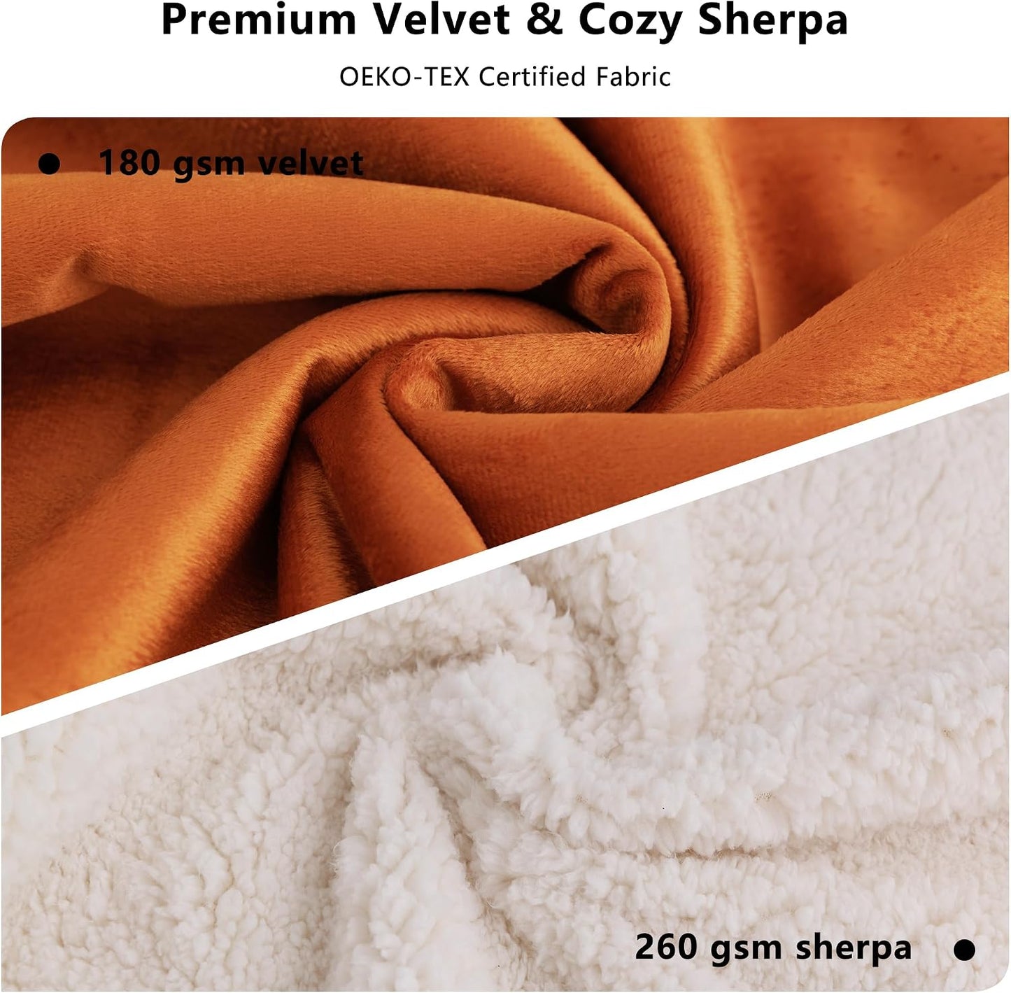 Waterproof Blanket for Bed - Dog Throw as Furniture Protector | Cozy Sherpa & Smooth Velvet, Reversible and Machine Washable, for Couch and bed, 60"x80", Orange