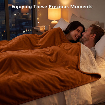 Waterproof Blanket for Bed - Dog Throw as Furniture Protector | Cozy Sherpa & Smooth Velvet, Reversible and Machine Washable, for Couch and bed, 60"x80", Orange
