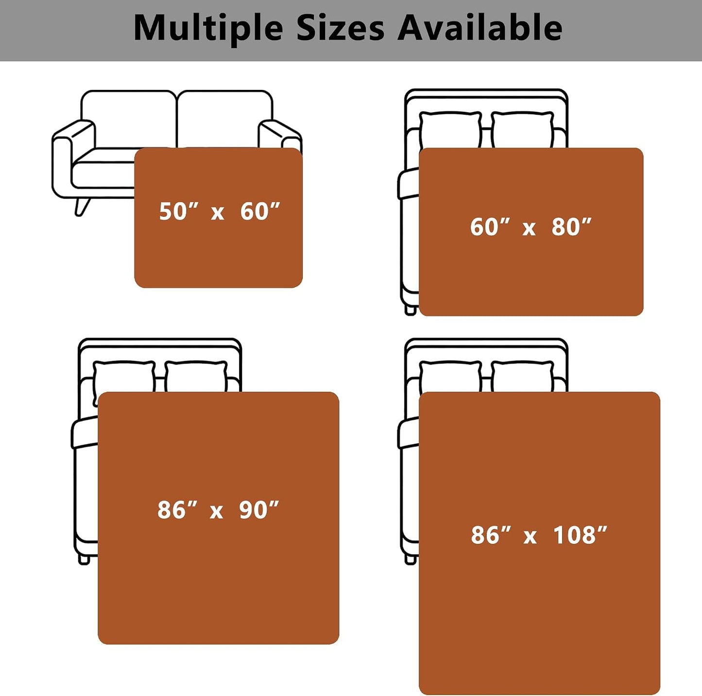 Waterproof Blanket for Bed - Dog Throw as Furniture Protector | Cozy Sherpa & Smooth Velvet, Reversible and Machine Washable, for Couch and bed, 60"x80", Orange