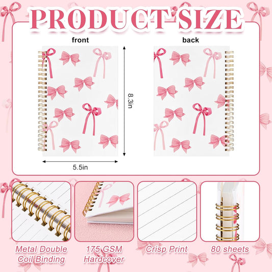 Coquette Bow Aesthetic Notebook A5 Spiral Journal Girl Student