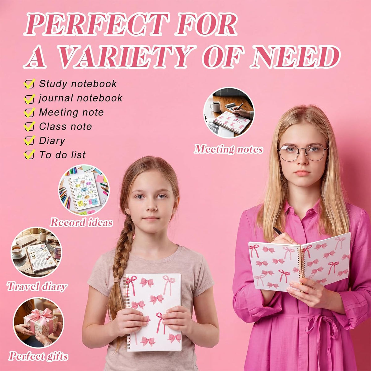 Coquette Bow Aesthetic Notebook A5 Spiral Journal Girl Student