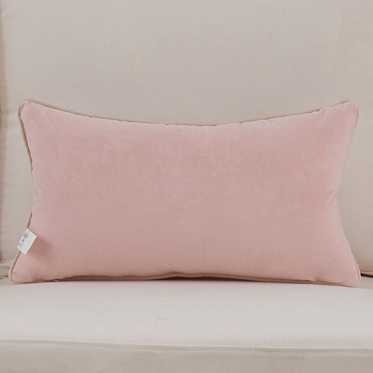 Lumbar Pillow Cover 12 x 20 Inch, Pink, Velvet, Hidden Zipper