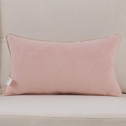 Lumbar Pillow Cover 12 x 20 Inch, Pink, Velvet, Hidden Zipper