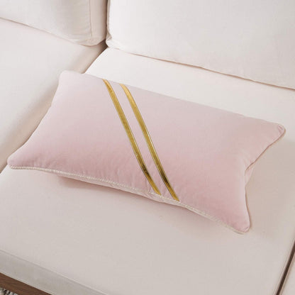 Lumbar Pillow Cover 12 x 20 Inch, Pink, Velvet, Hidden Zipper