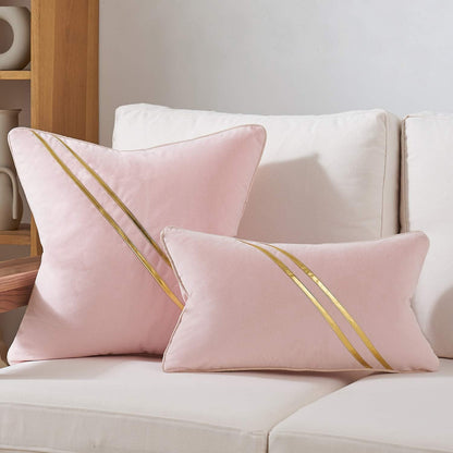 Lumbar Pillow Cover 12 x 20 Inch, Pink, Velvet, Hidden Zipper