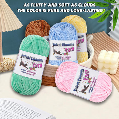 3 * 100g Fluffy Velvet Chenille Yarn for Crocheting and Knitting, Handcrafts Weaving Soft Chenille Yarn for Crocheting Clearance, Used for Making Baby Yarn Blanket, Clothes (3 - Peach)