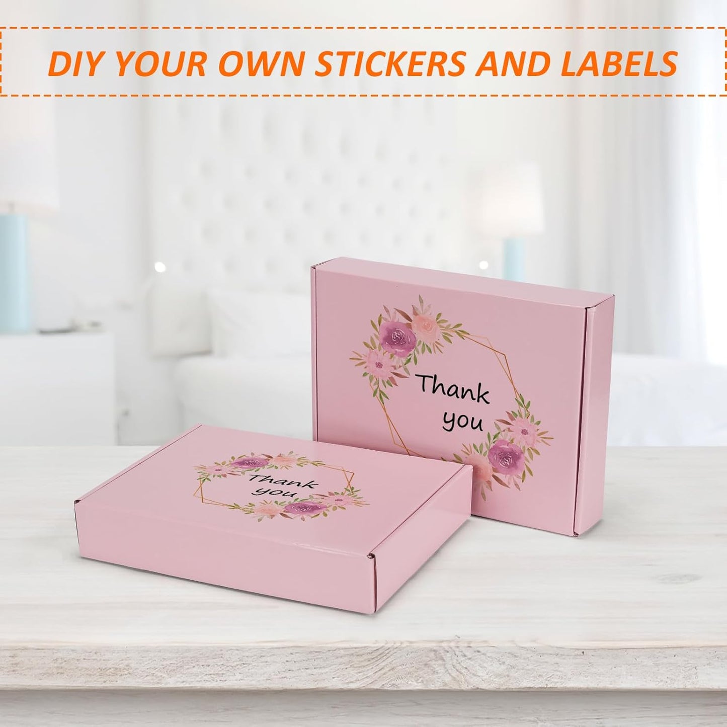 11x8x2 inches Shipping Boxes Set of 25, Pink Corrugated Cardboard Gift Box for Packing, Mailing, Small Business