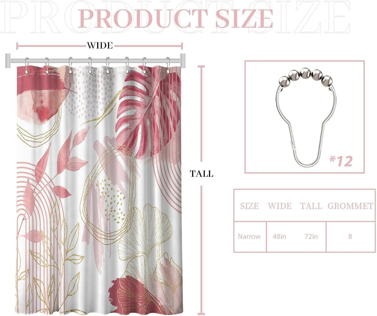 Light Pink and White Stall Shower Curtain, 48x72 in Narrow Small