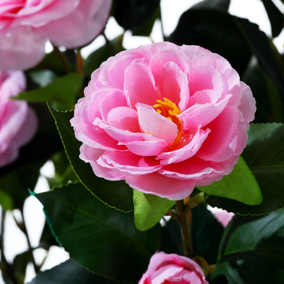 38" Faux Camellia Tree Artificial Plant with 32 Pink Flowers for Home