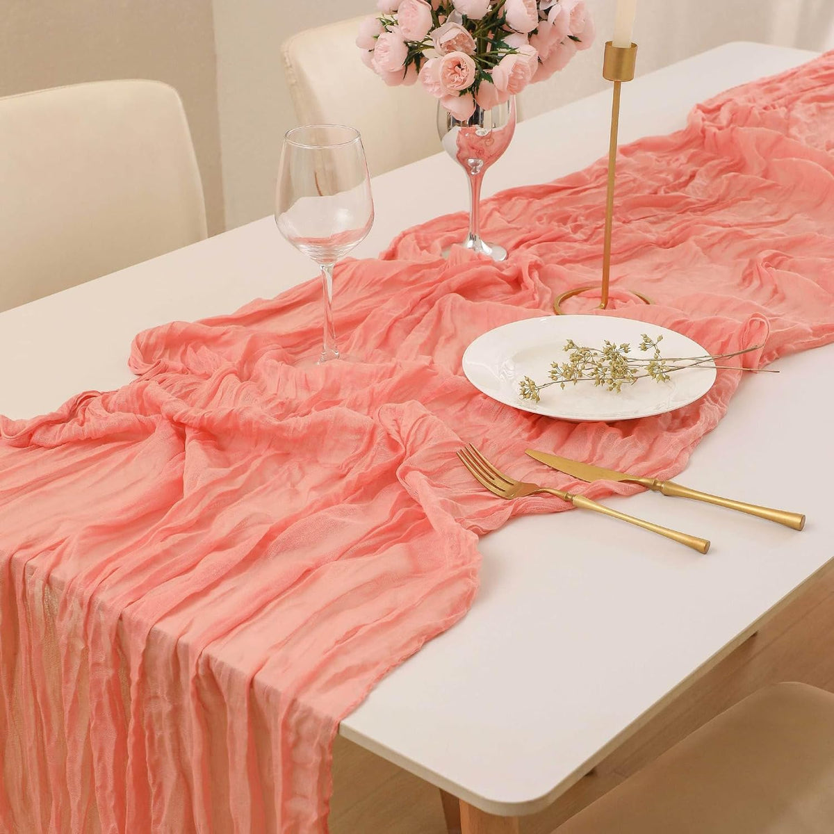 Cheesecloth Table Runner, 120 Inch, for Wedding and Boho Decor
