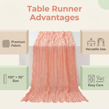 Cheesecloth Table Runner, 120 Inch, for Wedding and Boho Decor