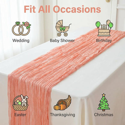 Cheesecloth Table Runner, 120 Inch, for Wedding and Boho Decor