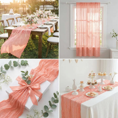 Cheesecloth Table Runner, 120 Inch, for Wedding and Boho Decor