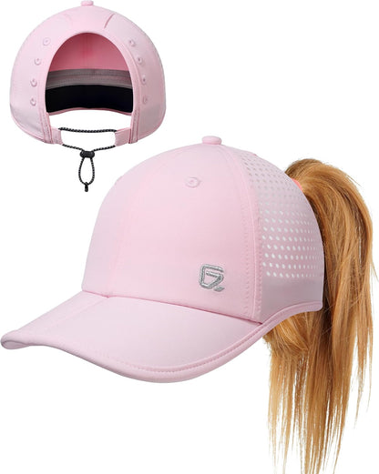 Ponytail Running Hat for Women with Large Hole – Foldable Breathable Performance Baseball Cap for Outdoor Sports