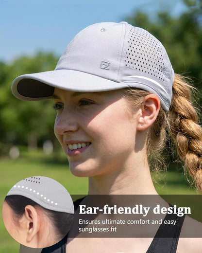 Ponytail Running Hat for Women with Large Hole – Foldable Breathable Performance Baseball Cap for Outdoor Sports