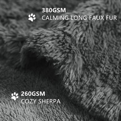 gogobunny Waterproof Dog Blanket for Couch & Furniture Protection - Super Soft Reversible Throw for Large Dogs & Cats, Calming Washable Fur & Sherpa Pet Blanket (50x60 Inch, Grey)