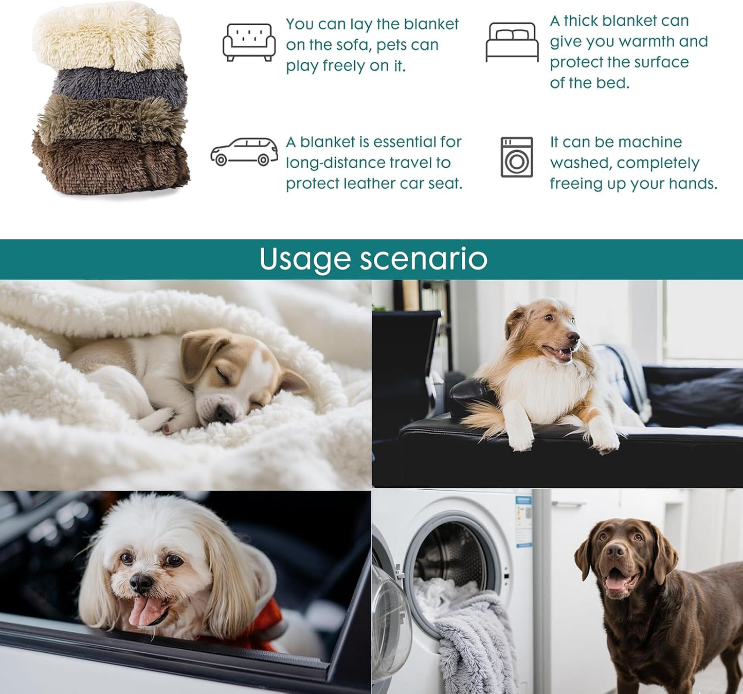gogobunny Waterproof Dog Blanket for Couch & Furniture Protection - Super Soft Reversible Throw for Large Dogs & Cats, Calming Washable Fur & Sherpa Pet Blanket (50x60 Inch, Grey)