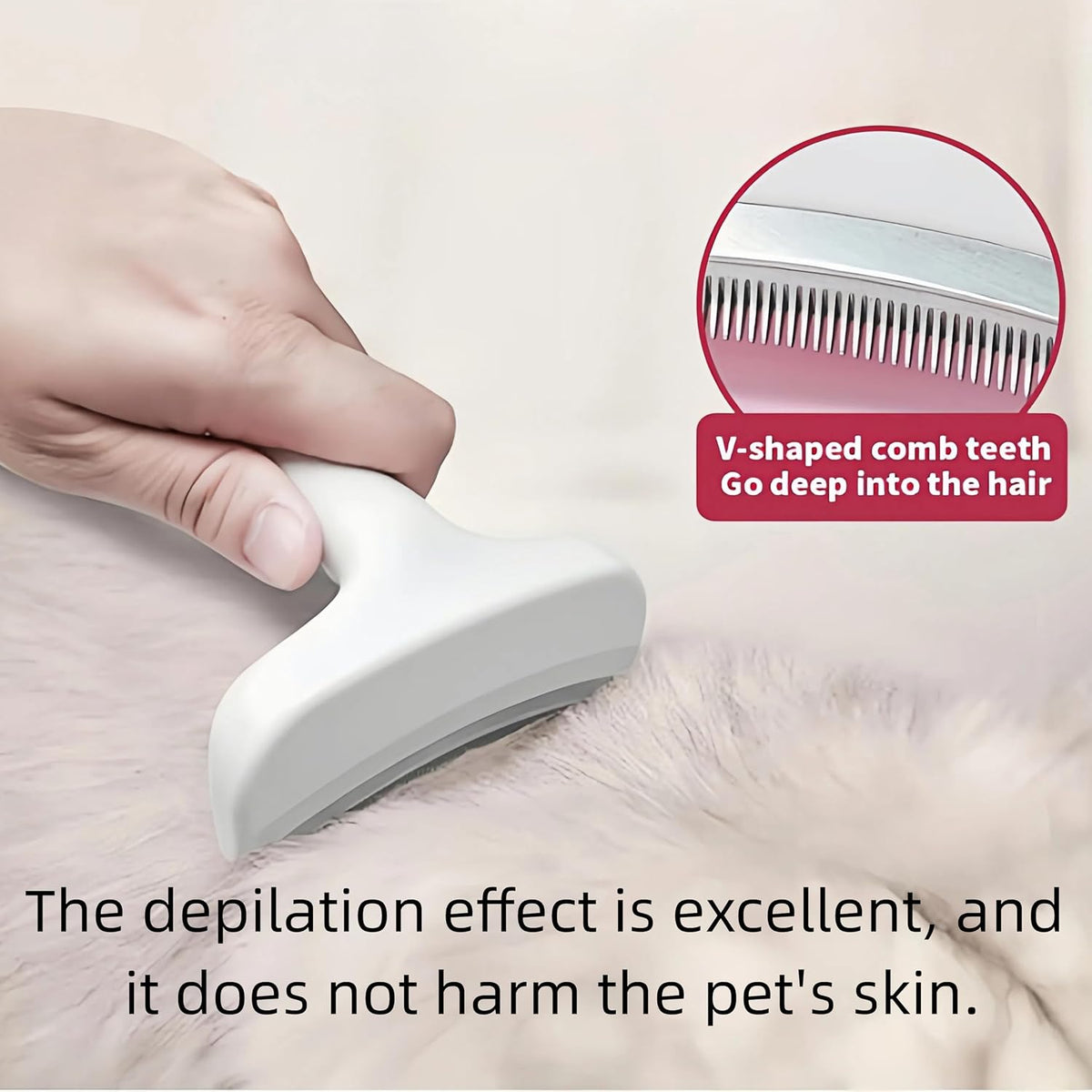 Pink Large Dog Shedding Brush, Tight V-Tooth Pet Brush with Ergonomic Design Comfort Grip, Professional Dogs Deshedding Tool for Tiny Breeds and Cats