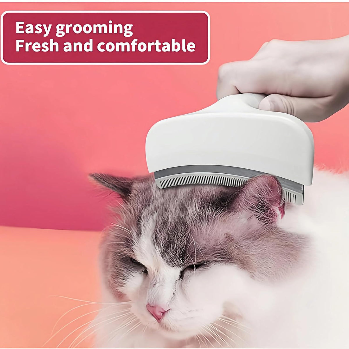 Pink Large Dog Shedding Brush, Tight V-Tooth Pet Brush with Ergonomic Design Comfort Grip, Professional Dogs Deshedding Tool for Tiny Breeds and Cats