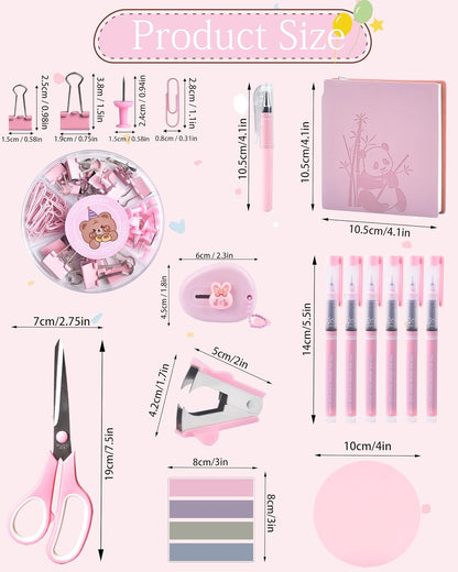 23pc Pink Desk Accessories and Organizers with Mesh Organizer Stapler Tape Dispenser Calculator and a Lot of Office Pink Office Supplies Beautifully Presented in a Gift Box