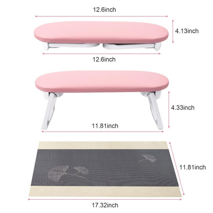 Subay Nail Arm Rest, Foldable PU Leather Manicure Hand Rest for Acrylic Nails Cushion Hand Holder, Nail Arm Rest Pillow Nail Art Tool for Nails Tech Manicure Pedicure Salon Home Use - Pink
