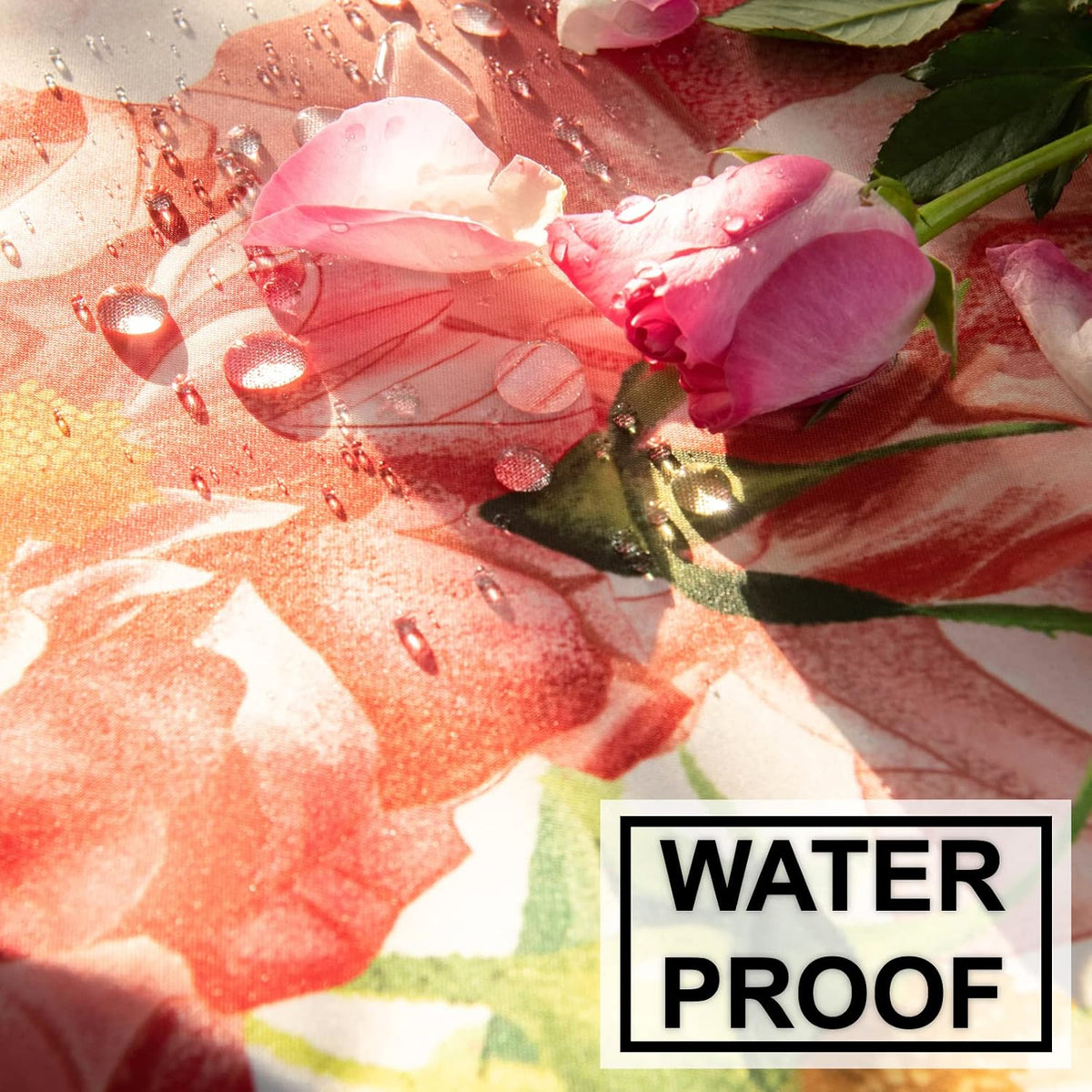 Pink Roses Rectangle Tablecloth 60x84 Inch, Waterproof Summer Floral Table Cover Rosette Table Cloth, Red Rose Rectangular Table Décor Washable Fabric for Party, Picnic, Camping, Kitchen, Dining Room