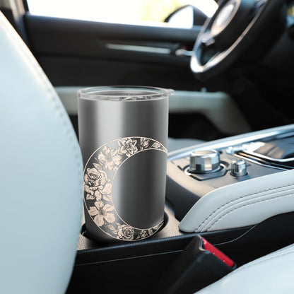 Trendy Rose Filled Crescent Moon Peach Colour Stainless Steel Insulated Tumbler