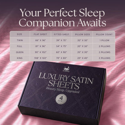 Satin Sheets Queen Size – 4 Piece Luxury Silky Bed Set, Softer Than Silk, 15" Deep Pocket, Cooling & Wrinkle-Free, Moisture-Wicking & Breathable for Hair & Skin (Striped Pink)