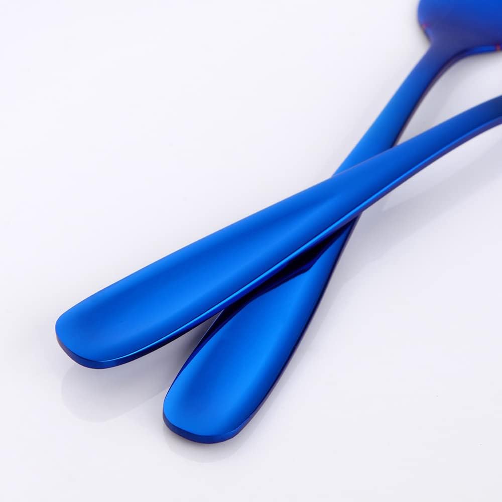 YDware Dessert Pastry Forks, 18/10 Stainless Steel Cake Forks Blue Fruits Forks Set of 8, 5.4 Inch Small Salad Forks Appetizer Forks with Pink Gift Box, Dishwasher Safe