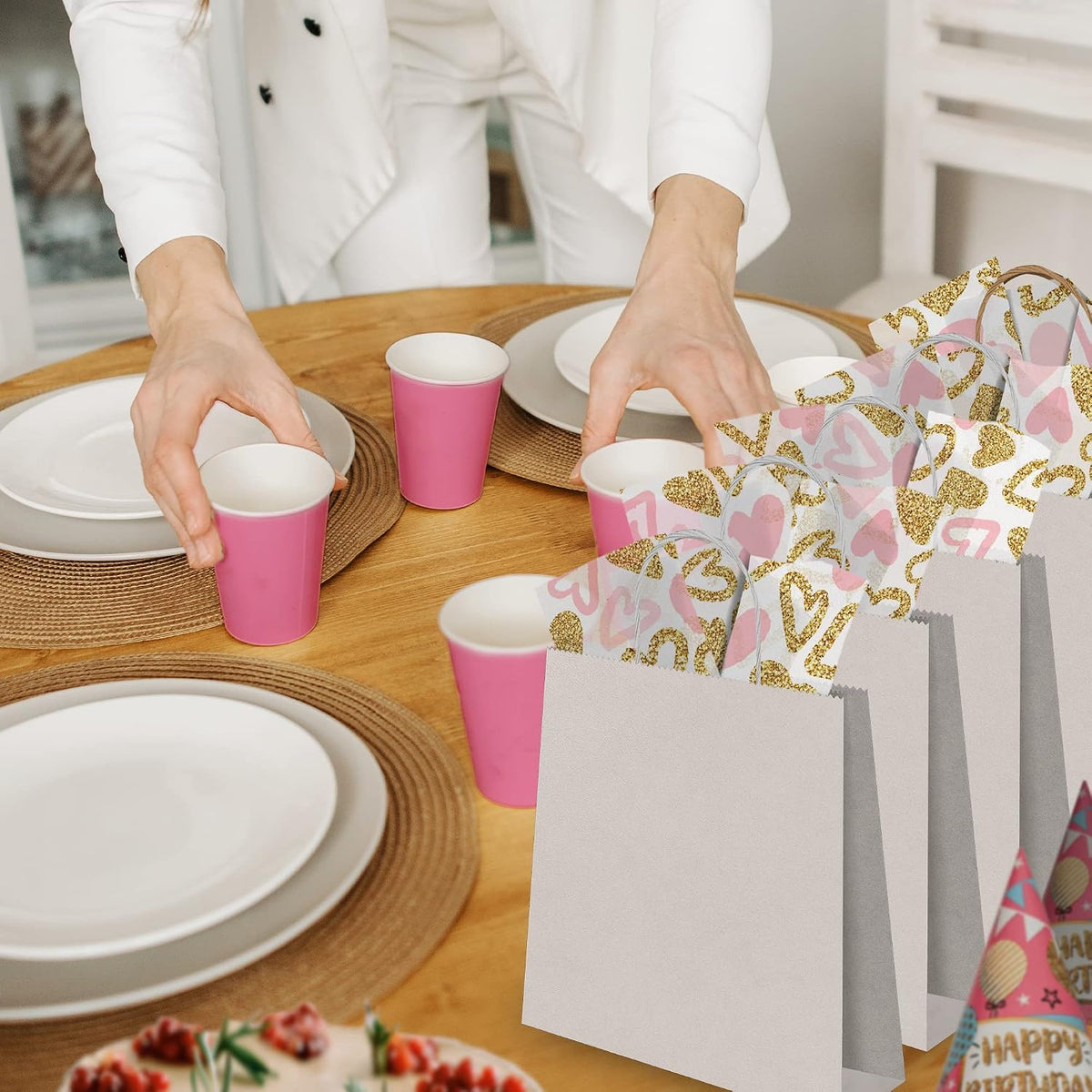 Pink and Gold Hearts Printed Tissue Paper for Valentine's Day Gift Bags or Boxes and Wrapping - Bulk Decorative Art Tissue Paper for Packaging and Gifting | 24 Sheets 20" x 30"