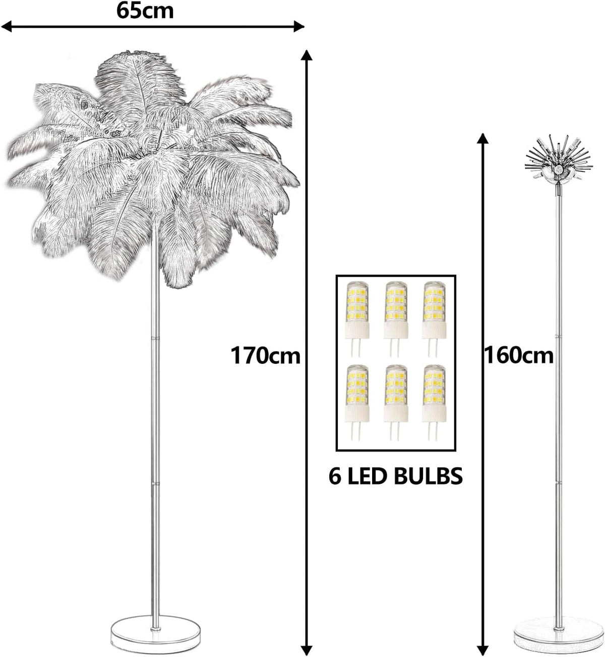 Natural Ostrich Feather Lamp Modern Floor Lamp for Living Room LED Standing Lamp with Foot Switch Gold Finish Elegant Feather Lampshade for Girl Bedroom Decor (Pink)