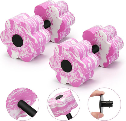 Camouflage Aquatic Dumbbells, Set of 2 Water Aerobic Exercise Foam Dumbbell Pool Resistance, Water Aqua Fitness Barbells Hand Bar Exercises Equipment for Weight Loss
