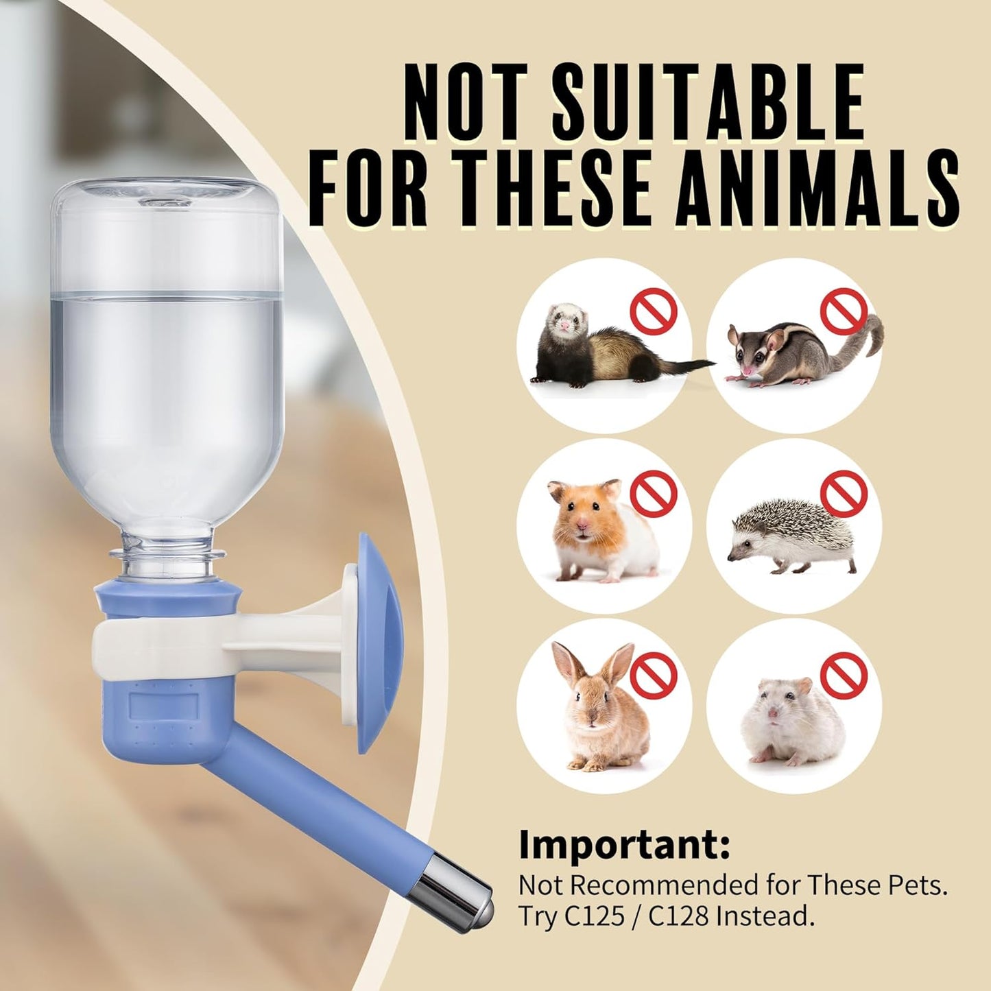 Choco Nose Patented No-Drip Dog Water Bottle/Feeder for Dogs/Cats and Other Small-Medium Sized Animals - for Cages, Crates or Wall Mount. 10.2 Oz. Mess Free Leak-Proof Nozzle 16mm, Blue (C590)