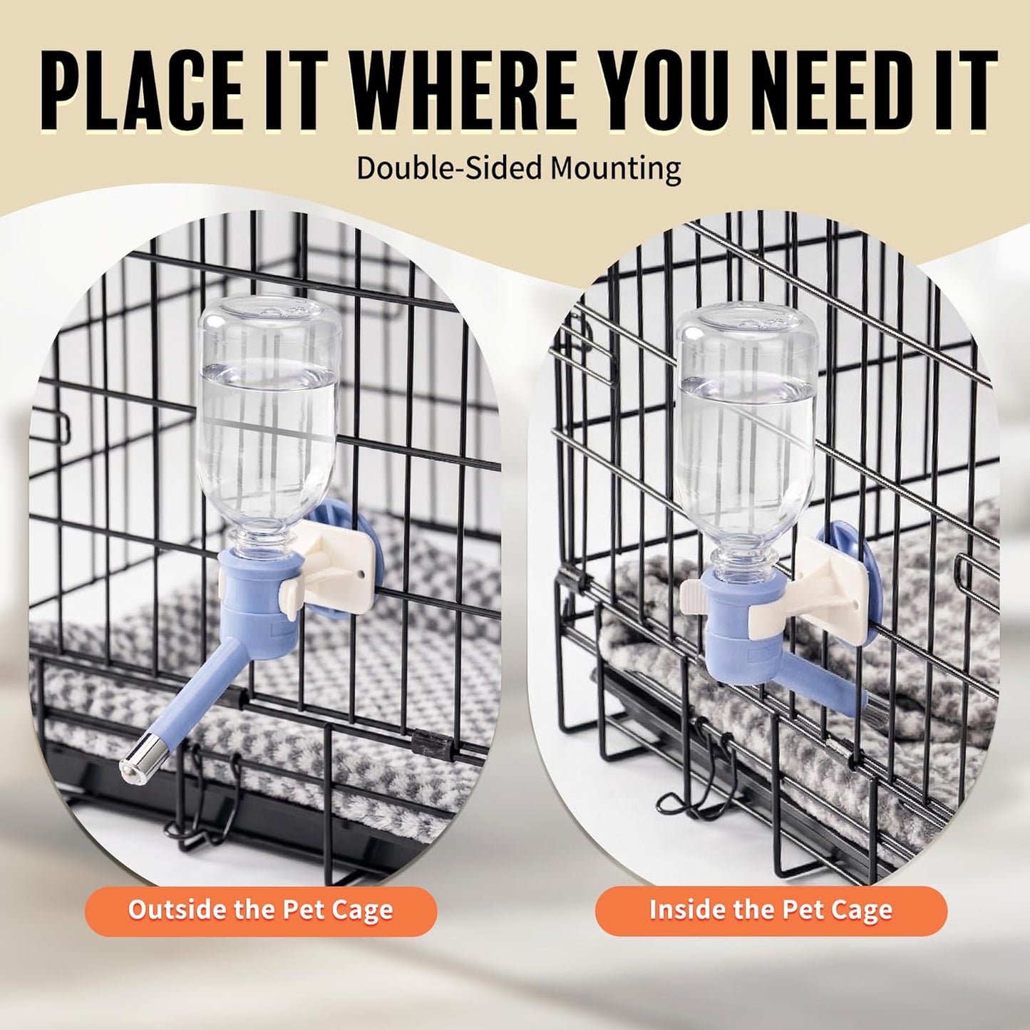 Choco Nose Patented No-Drip Dog Water Bottle/Feeder for Dogs/Cats and Other Small-Medium Sized Animals - for Cages, Crates or Wall Mount. 10.2 Oz. Mess Free Leak-Proof Nozzle 16mm, Blue (C590)