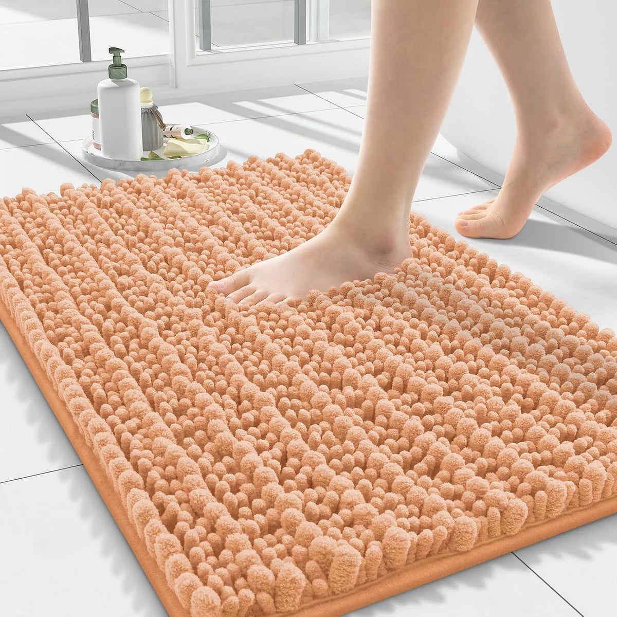 Bathroom Rugs 24X16, Extra Soft Rubber Backing Chenille Bath Mats