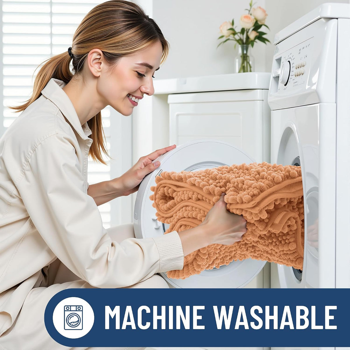 Bathroom Rugs 24X16, Extra Soft Rubber Backing Chenille Bath Mats