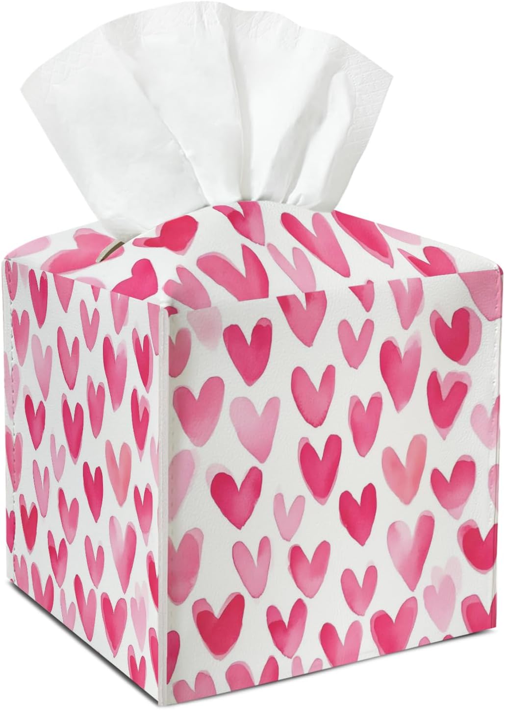 Pink Heart Leather Tissue Box Cover Square Cute Tissue Holder for Car Livingroom Office Decor Ideal Gifts for Women Colleagues Girls Sister Bestie Daughter Birthday Christmas Housewarming - YT0188