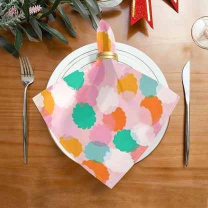 Polka Dot Pink Cloth Napkins 4pcs/Set 20 x 20 Inch Washable Polyester Dinner Napkins - Great for Weddings Parties Holiday Dinner & More