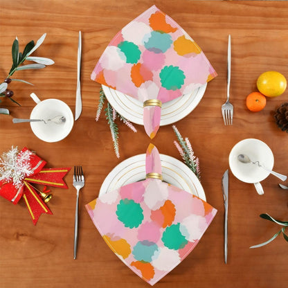 Polka Dot Pink Cloth Napkins 4pcs/Set 20 x 20 Inch Washable Polyester Dinner Napkins - Great for Weddings Parties Holiday Dinner & More