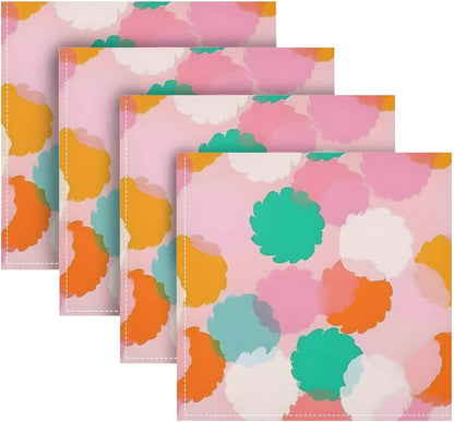 Polka Dot Pink Cloth Napkins 4pcs/Set 20 x 20 Inch Washable Polyester Dinner Napkins - Great for Weddings Parties Holiday Dinner & More